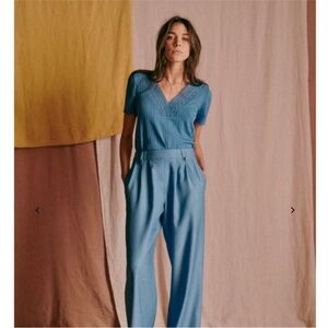 Sezane Cassiopée T-shirt Bleu Clair - Size XL NWT